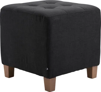 Produktbild von Sitzhocker CELIS - Stoff Schwarz 45x45x46 cm | Hocker Schlafzimmer Polsterhocker Wohnzimmer Sitzbank Esszimmer