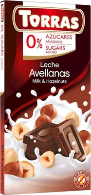 CZEKOLADA MLECZNA Z ORZECHAMI BEZ DODATKU CUKRU BEZGLUTENOWA 75 g - TORRAS