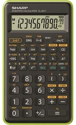 Kalkulačka, vedecká, 146 funkcií, SHARP "EL-501TBGR", čierna-zelená