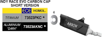 Produktbild von ARROW Indy Race EVO Kurzes schwarzes Aluminium Slip-On Auspuffsystem für Honda FORZA 750