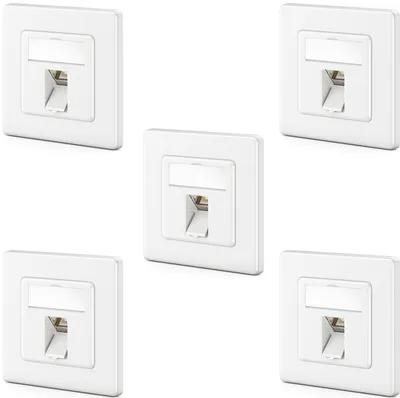 Produktbild von deleyCON 5x CAT8 Keystone Netzwerkdosen Set 2000 MHz 40 GBit/s Unterputz 5x Netzwerkdose & 5x Keystone Modul mit RJ45 Buchse STP Geschirmt Metall Gehäuse Datendose Netzwerkkabel Verlegekabel