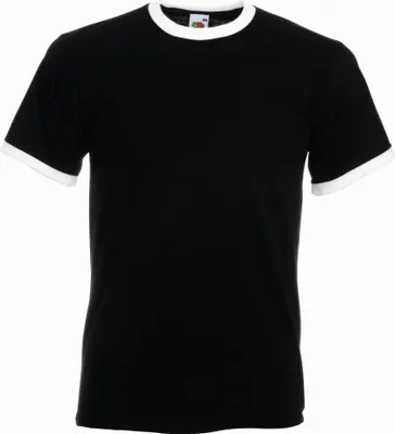 Produktbild von Ringer T-Shirt | Fruit of the Loom (FOL61168), Farbe:black/white, Größe:XL