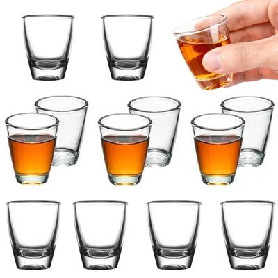 12 eiförmige Schnapsgläser, gehärtetes Glas, spülmaschinenfest, 35 ml