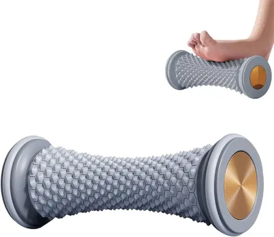 Produktbild von Manueller Massageroller mit Rollen, grau, für Plantarfasziitis, Muskelentspannung, 1 Stück