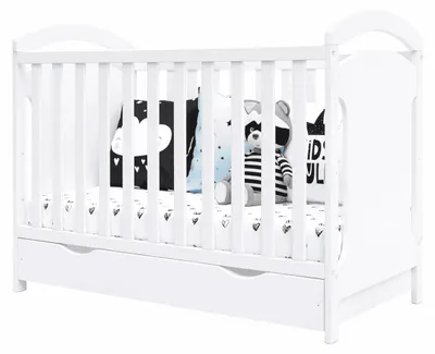 Łóżeczko dziecięce „Adaś2” 120×60 z szufladą i gryzakami + materac piankowy DANPOL 120×60×8 cm – zdjęcie produktu 1