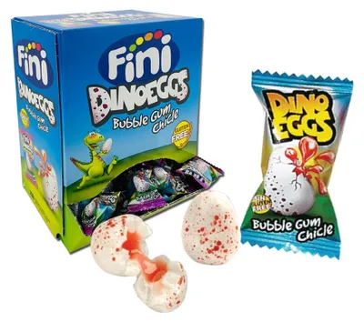 Image de Gommes à mâcher Tri Fini Dino eggs Bubble Gum 200 piècesdans une boîte