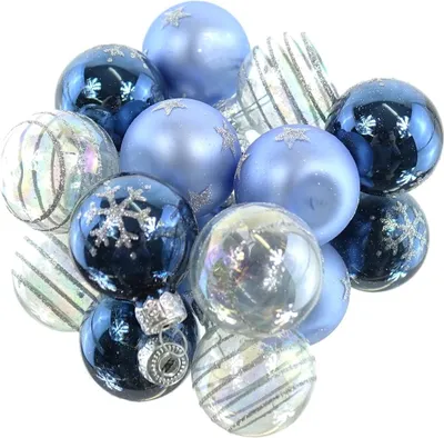 Produktbild von Christbaum-Micro-Kugeln Blau & Transparent 3er mix Ø 3 cm aus Glas - 9er Set