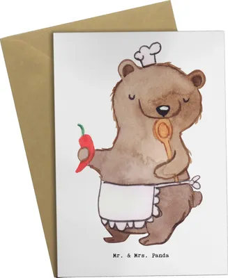 Produktbild von Mr. & Mrs. Panda Grußkarte Pizzabäcker Herz - Weiß - Geschenk, Grußkarten, Pizzaliebe, Pizzabringdienst, osterkarten, jubiläumskarte, Italiener, Lieferbringdienst
