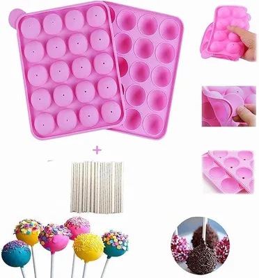 Immagine prodotto di Teglia in silicone a 20 cavità, stampo per bastoncini da ghiacciolo per cupcake "Lollypop Party", senza BPA