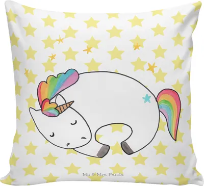 Produktbild von Mr. & Mrs. Panda kuschelkissen 40x40 Einhorn Nacht - Weiß - Geschenk, Realität, Kuschel Kissen, Unicorn, Einhörner, Bedrucktes, Menschen, Polster, Sofakissen