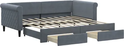 Obrázok produktu pre vidaXL Denná rozkladacia posteľ so zásuvkami tmavosivá 90x190 cm zamat