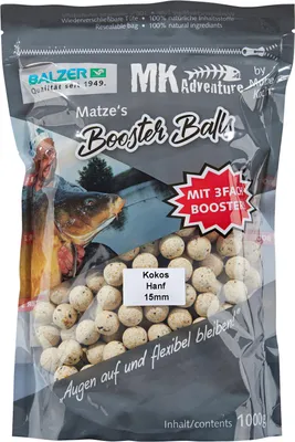 Produktbild von Balzer Matze Koch Booster Balls Boilies 15mm 1kg Kokos/Hanf