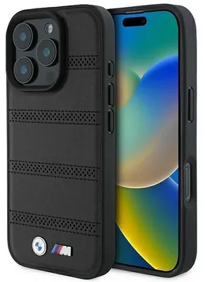 Zdjęcie produktu dla Etui BMW M Perforated Stitched do iPhone 16 Pro MagSafe czarny