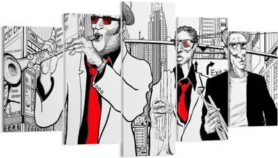 Produktbild von Bild auf Leinwand - Leinwandbild - Jazz Musik Musiker - 160x85cm - Wand Bild - Wanddeko - Leinwanddruck - Bilder - Kunstdruck - Wanddekoration - Leinwand bilder - Wandkunst - EA160x85-3565