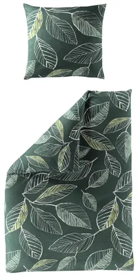 Produktbild von BIERBAUM Bettwäsche Biber grün 155x220cm, mit 1 Kissen Bettbezug