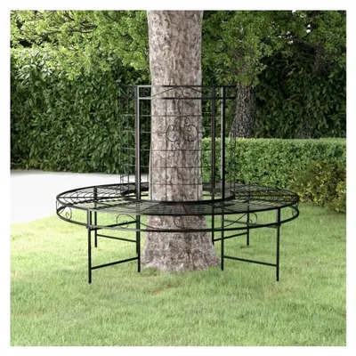 Produktbild von Runde Baumbank, 137 cm, schwarzer Stahl