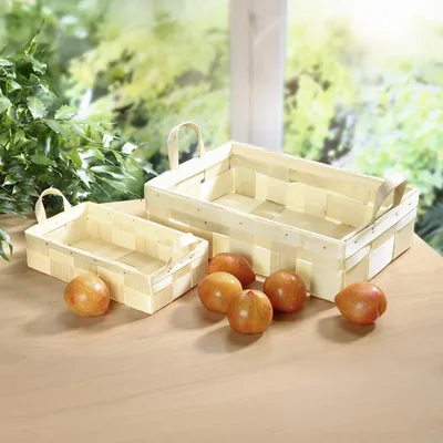 Produktbild von Obstkorb Holzspan 34x23cm – Obstschale, Erntekorb