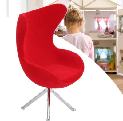 Zdjęcie produktu dla Miniaturowe krzesło, mini flokowanie, sofa, meble, model, dekoracja, 1:12, akcesoria do domku dla lalek, czerwony