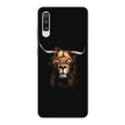 Produktbild von MuchoWow® Handyhülle Schutzhülle Hülle für Samsung Galaxy A70 Löwe - Horn - Schwarz Silikon Softcase Handy Hülle - Schutzhaube