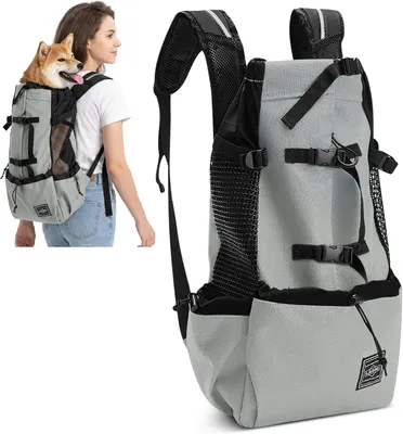 Imagen del producto de Mochila portabebés para perros – Mochila portátil y ajustable para perros pequeños y medianos, ideal para senderismo, excursiones, viajes y paseos