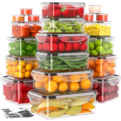 Image de Lot de 40 boîtes de rangement - Étanches - Contenants alimentaires - Boîtes de conservation avec couvercles - Sans BPA - Écologiques
