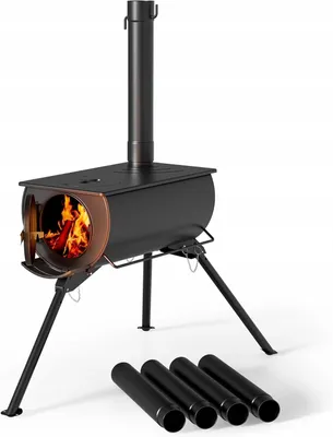 Zdjęcie produktu dla Piec Do Namiotu Ze Stali Na Drewno 85 X 57,5 X 238 Cm Z Kominkiem