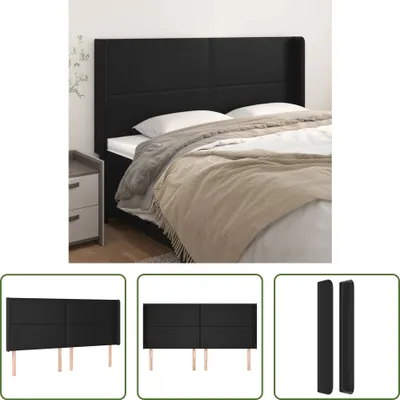 Produktbild von The Living Store Kopfteil mit Ohren Schwarz 183x16x118/128 cm Kunstleder