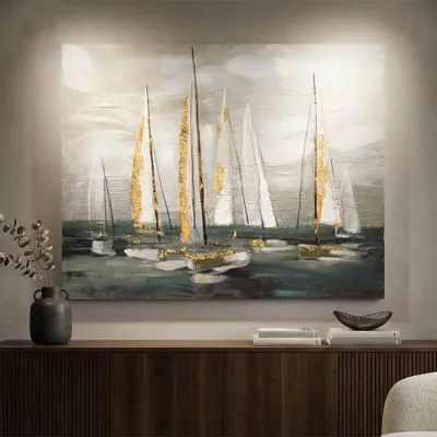 Immagine prodotto di Dipinti su tela multicolore barche a vela cm 100x2,8x80