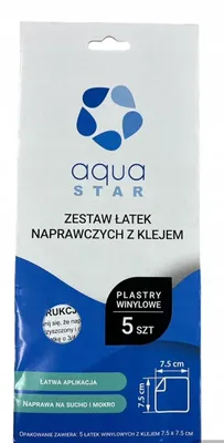 Produktbild von Wasserdichte Pool Reparaturflicken selbstklebend für Vinyl/PVC, Unterwasser, weiß, 5er Set 7x15 cm