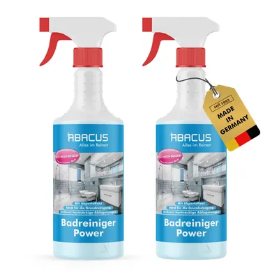Produktbild von ABACUS® Badreiniger, Sanitärreiniger, gebrauchsfertig für Bad, Dusche und WC - Badreiniger Power 2 x 750ml Badreiniger Power