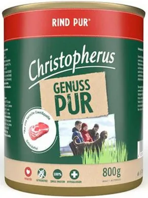 Produktbild von Christopherus Pur - Rind 800 g, Adult, jede Rasse, Rind, 800 g, Ohne Soja