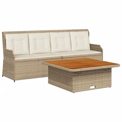 Image de vidaXL Ensemble de salon de jardin 3 pièces avec coussins Beige Poly Rattan