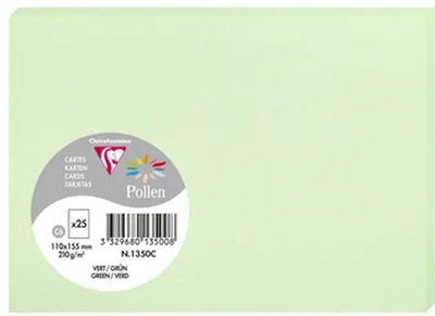 Produktbild von Clairefontaine Pollen, Umschläge, Format C6, Grün, 110 x 155 mm, 210 g, Packung mit 25 Stück