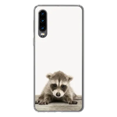 Produktbild von MuchoWow® Handyhülle Schutzhülle Hülle für Huawei P30 Waschbär - Tiere - Jungen - Mädchen Silikon Softcase Handy Hülle - Kartenbesitzer