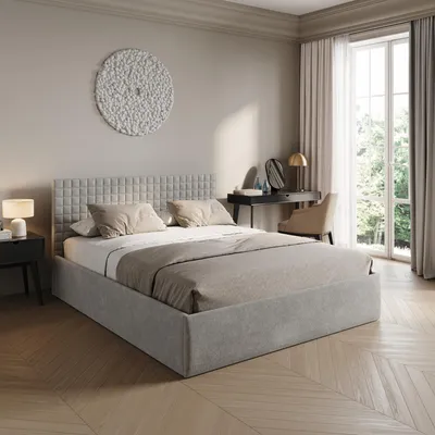 Produktbild von Home Collective Polsterbett 160x200 cm Doppelbett Bett mit Federkern H2 Matratze, verstellbarem Lattenrost & Stauraum | VARDO-Stoff Grau
