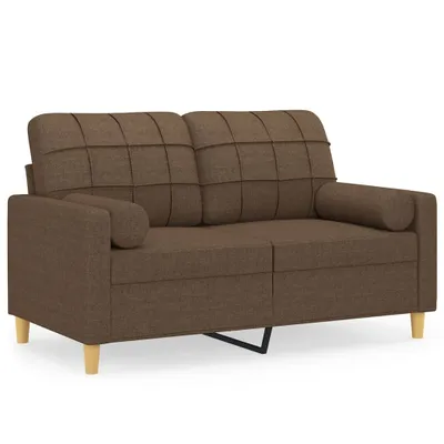 Produktbild von 2-Sitzer-Sofa mit Zierkissen Braun 120 cm Stoff