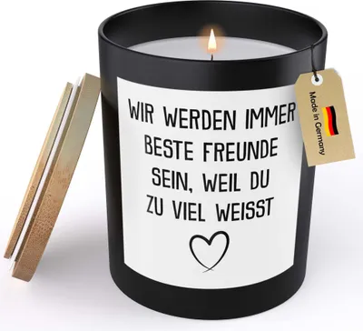 Produktbild von 22Feels Beste Freundin Geschenk Freundschaft Frauen Spruchkerze Sojawachs Kerze im Glas BFF Bestie Geburtstag Handgemacht mit Spruch Duft Nachhaltig - ZITRUS