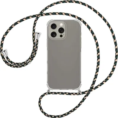 Produktbild von Handykette Backcover-Schutzhülle mit Band (Metall silberfarben) für iPhone 16 Pro Max - camouflage
