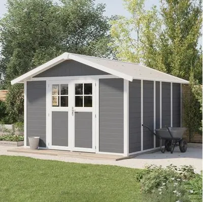 Produktbild von Gartenhaus Grosfillex Deco H 11 XL 369 x 404,5 cm grau-weiß