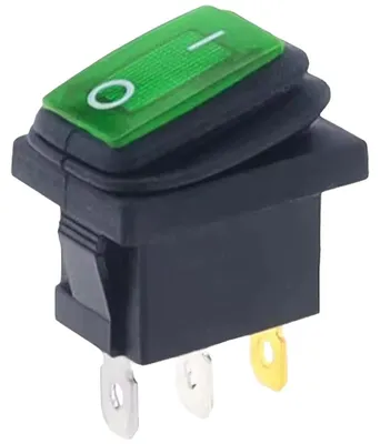 Productafbeelding van ProRide Wipschakelaar KCD1 - 10A 250V IP67 - 3 Aansluitpinnen - Groene LED - Inbouw - Zwart