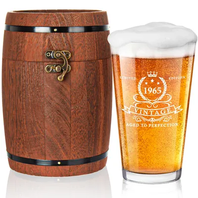 Produktbild von Bierglas zum Geburtstag Jahrgang 1965 Elegantes Geschenk 450 ml