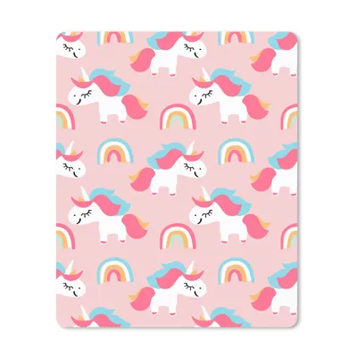Produktbild von MuchoWow® Mauspad Mousepad Einhorn - Regenbogen - Rosa - Muster 19x23 cm - Mousepads - Maus Mat - Pad - Mausunterlage - Mauspads - Spielen