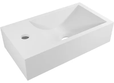 Immagine prodotto di CERANO - Lavabo in marmo colato Teo - sospeso a sinistra - bianco opaco - 40x22 cm