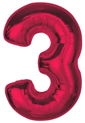 Obrázek produktu pro Fóliový balón číslo 3 červený 92 cm