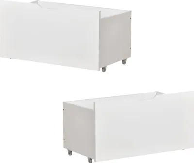 Produktbild von Bettschubkasten Weiß 73x42.5x37cm 2 Schubladen, Verwendung mit Kinderbett Massivholz