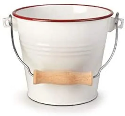 Zdjęcie produktu dla Wiadro emaliowane biało-czerwone 14 cm