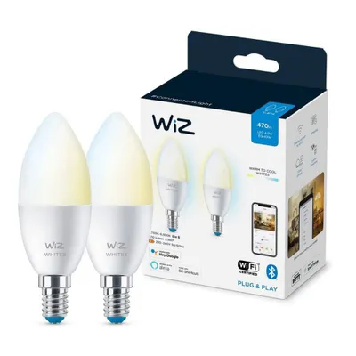 Produktbild von WiZ Kerze 40W C37 E14 x2, Intelligentes Leuchtmittel, Wi-Fi/Bluetooth, Weiß, Wi-Fi 4 (802.11n), 802.11b, 802.11g, LED, E14