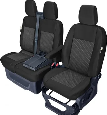 Produktbild von Maß-Sitzbezüge kompatibel mit Ford Transit 8 2018- Vorne 1te-Reihe (Einzelsitz + 2er-Bank) Z460638