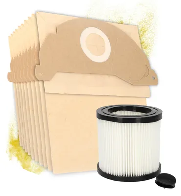 Immagine prodotto di 10 sacchetti per aspirapolvere + filtri compatibili con gli aspirapolvere Kärcher della serie A, modelli A 2000, A 2003, A 2004, A 2014, A 2025, A 2054, A 2064, A2074, ecc., alternativa ai modelli originali 6.904-322.0/6.414-552.0
