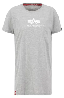 Produktbild von Alpha Industries Basic T Long Wmn T-Shirt für Damen Greyheather/White